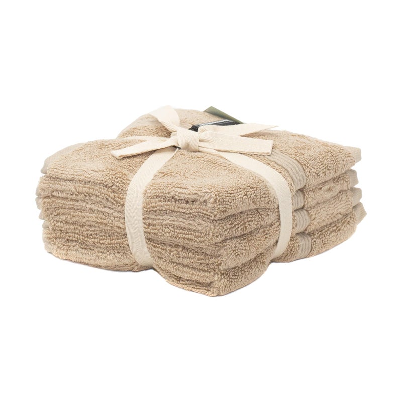 Mosobam Luxury Turkish Towels Set of 4 Washcloths 13X13 Light Taupe 700 GSM Bamboo Viscose & Aegean Turkish Combed Cotton - Image 2